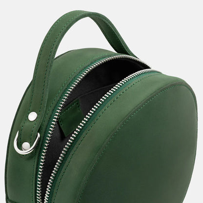 Structured Crazy Horse Leather Round Crossbody Circle Bag