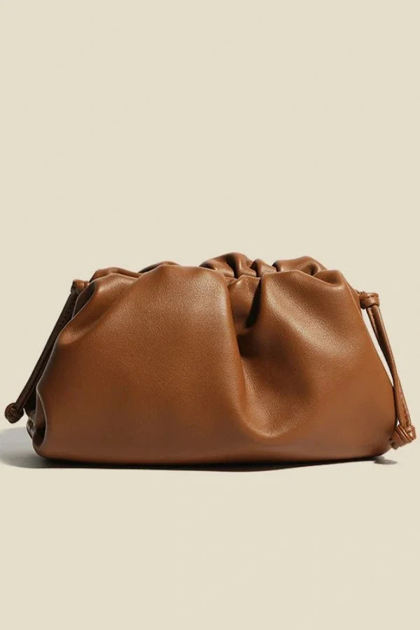 Ruched Cloud PU Leather Dumpling Clutch Crossbody Bag
