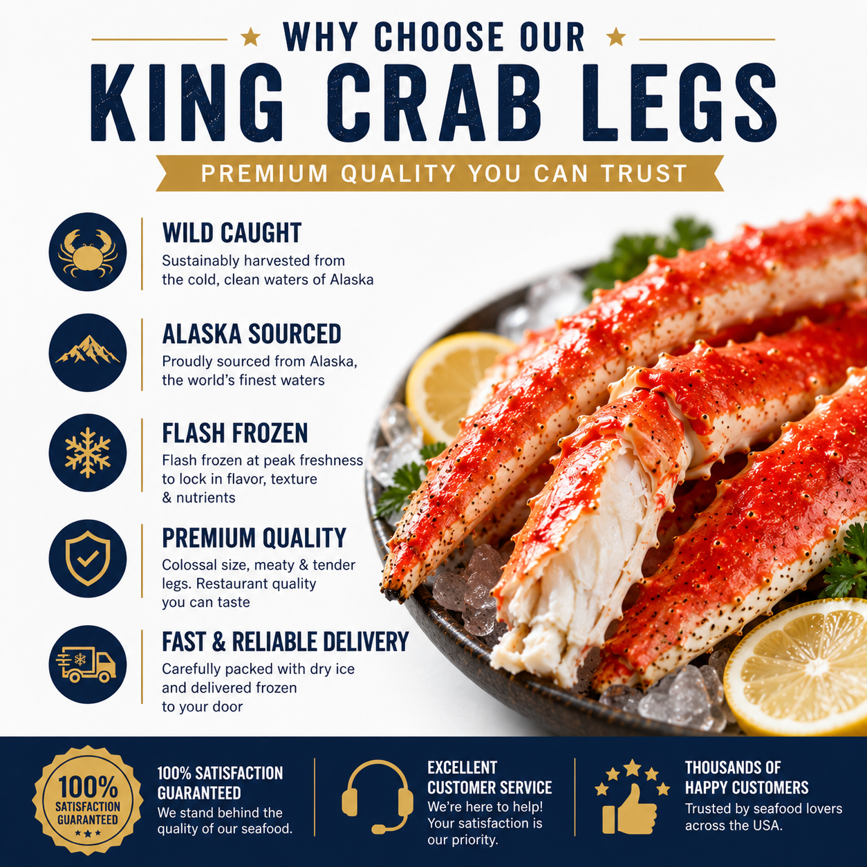 Flash-Frozen Alaskan King Crab Legs – Wild-Caught, Sweet & Tender Meat