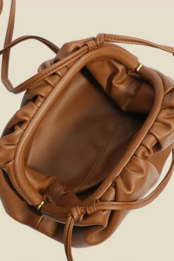 Ruched Cloud PU Leather Dumpling Clutch Crossbody Bag