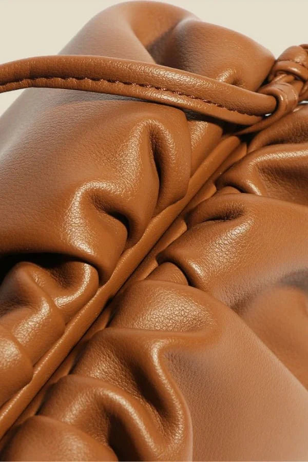 Ruched Cloud PU Leather Dumpling Clutch Crossbody Bag