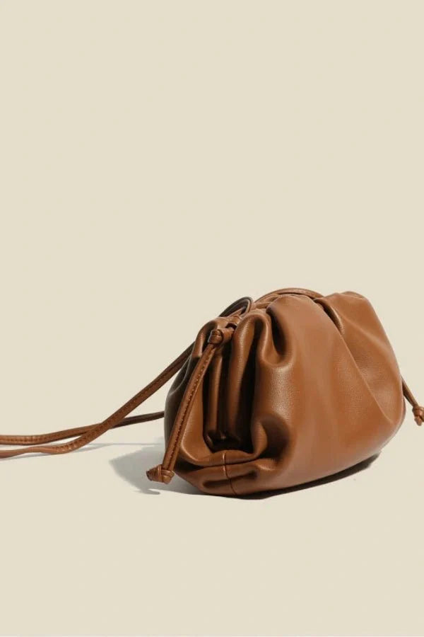 Ruched Cloud PU Leather Dumpling Clutch Crossbody Bag