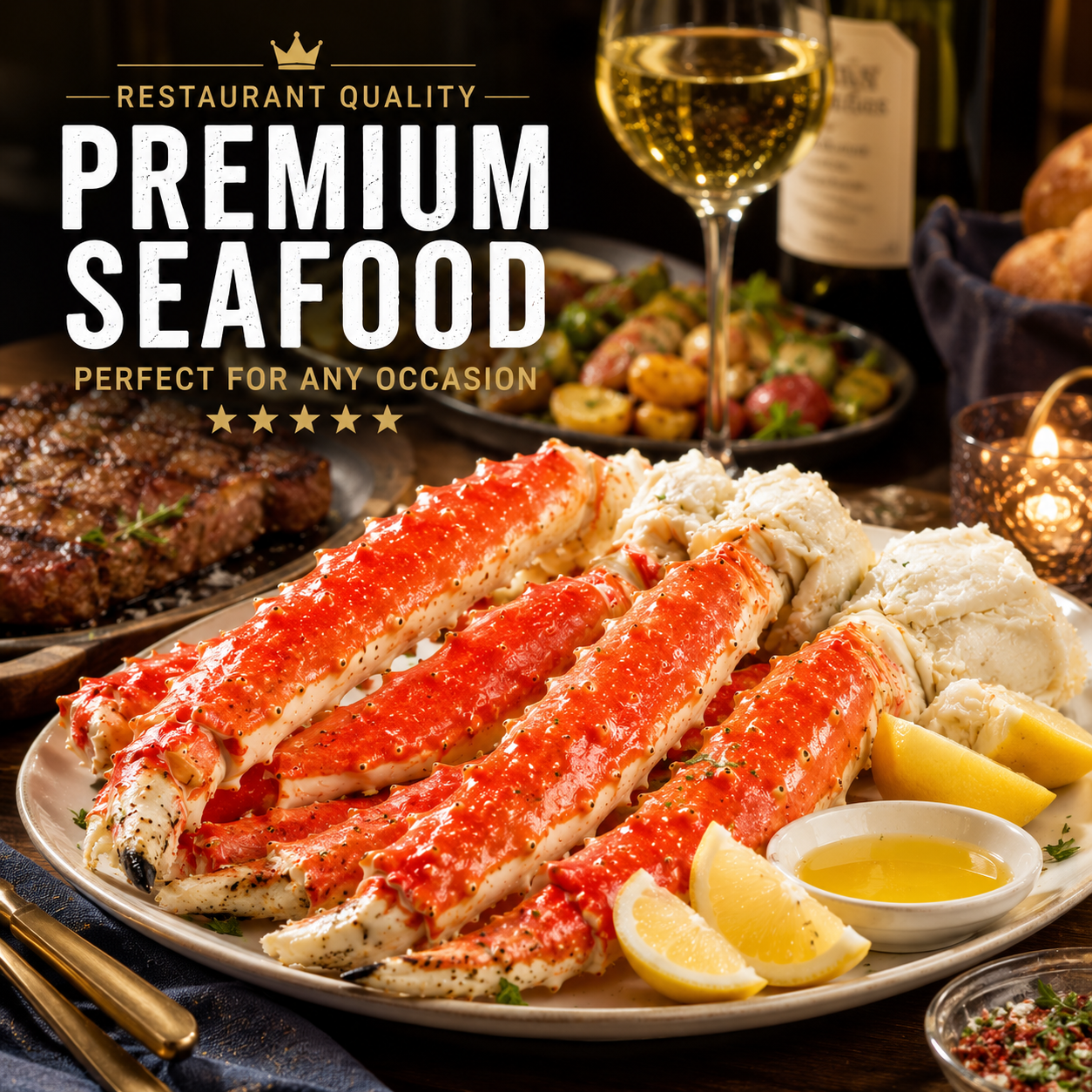 Flash-Frozen Alaskan King Crab Legs – Wild-Caught, Sweet & Tender Meat