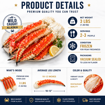 Flash-Frozen Alaskan King Crab Legs – Wild-Caught, Sweet & Tender Meat