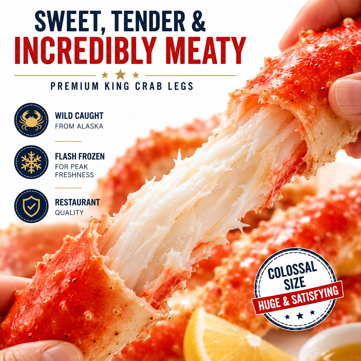 Flash-Frozen Alaskan King Crab Legs – Wild-Caught, Sweet & Tender Meat