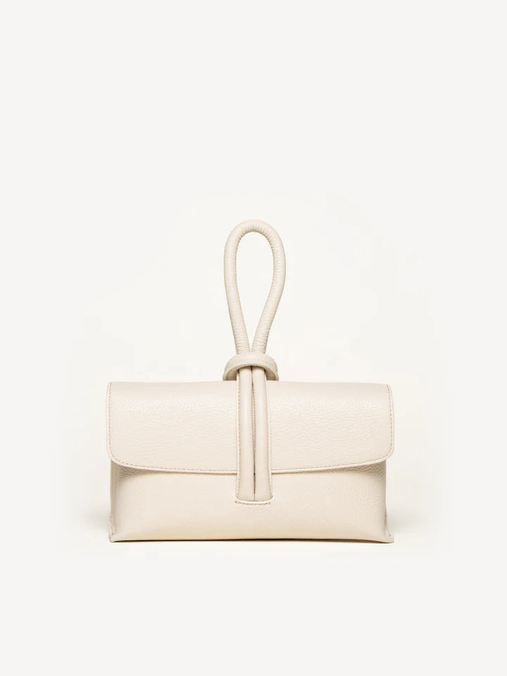Knot Loop Tumbled Calf Leather Wristlet Clutch Crossbody Bag