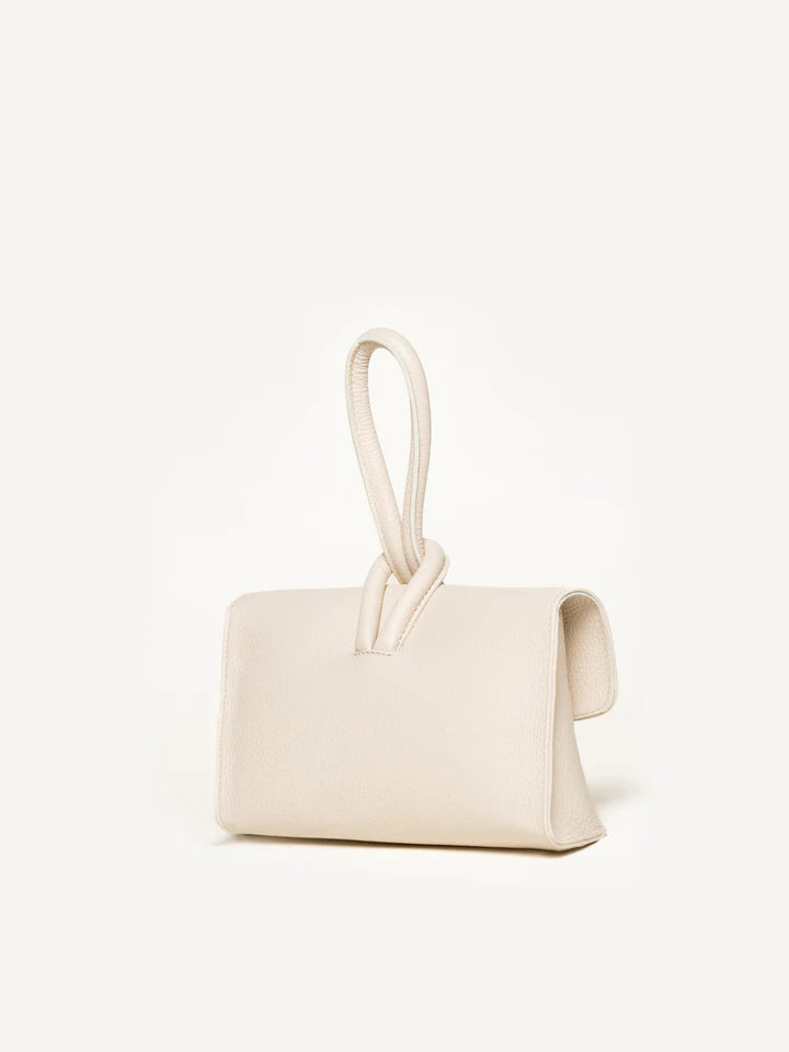 Knot Loop Tumbled Calf Leather Wristlet Clutch Crossbody Bag