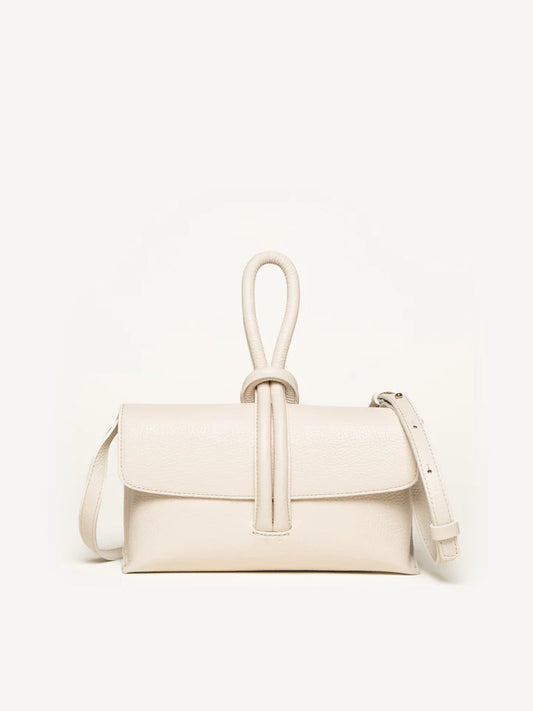 Knot Loop Tumbled Calf Leather Wristlet Clutch Crossbody Bag