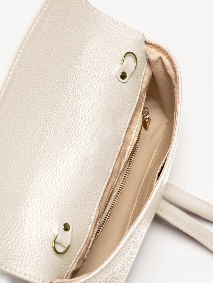 Knot Loop Tumbled Calf Leather Wristlet Clutch Crossbody Bag